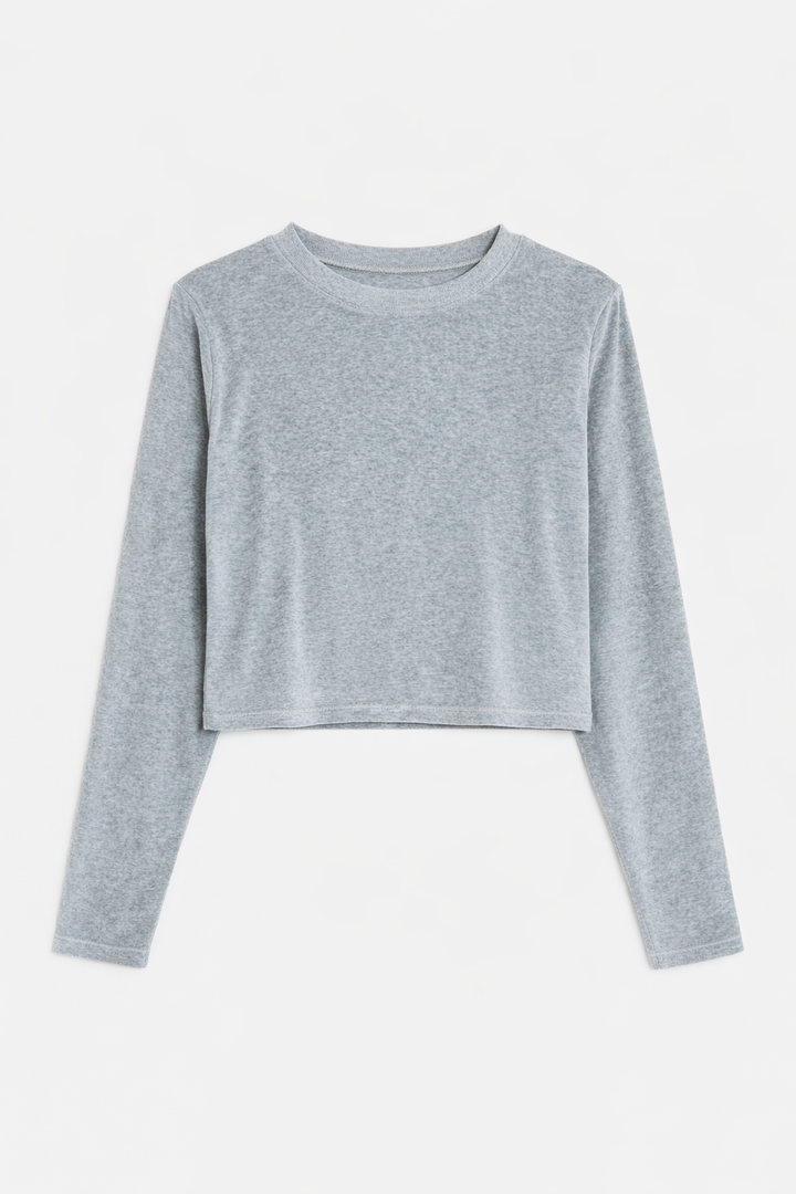 Jayne Velour Crewneck Heather Grey