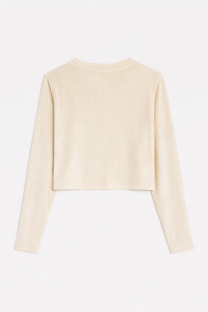 Jayne Velour Crewneck Ivory