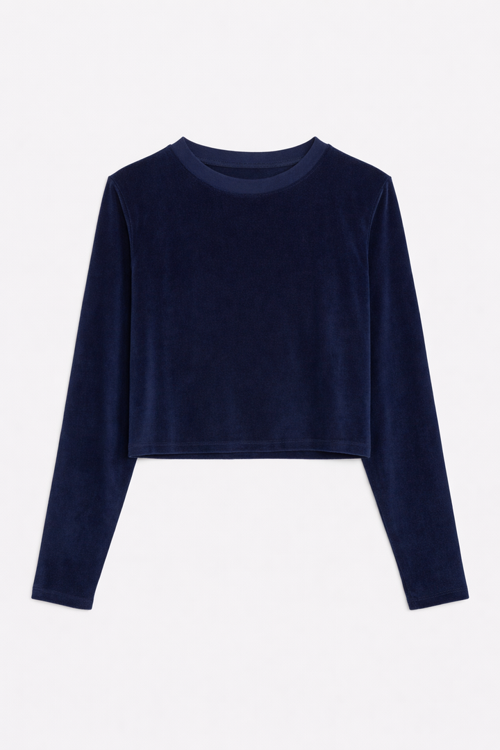 Jayne Velour Crewneck Navy