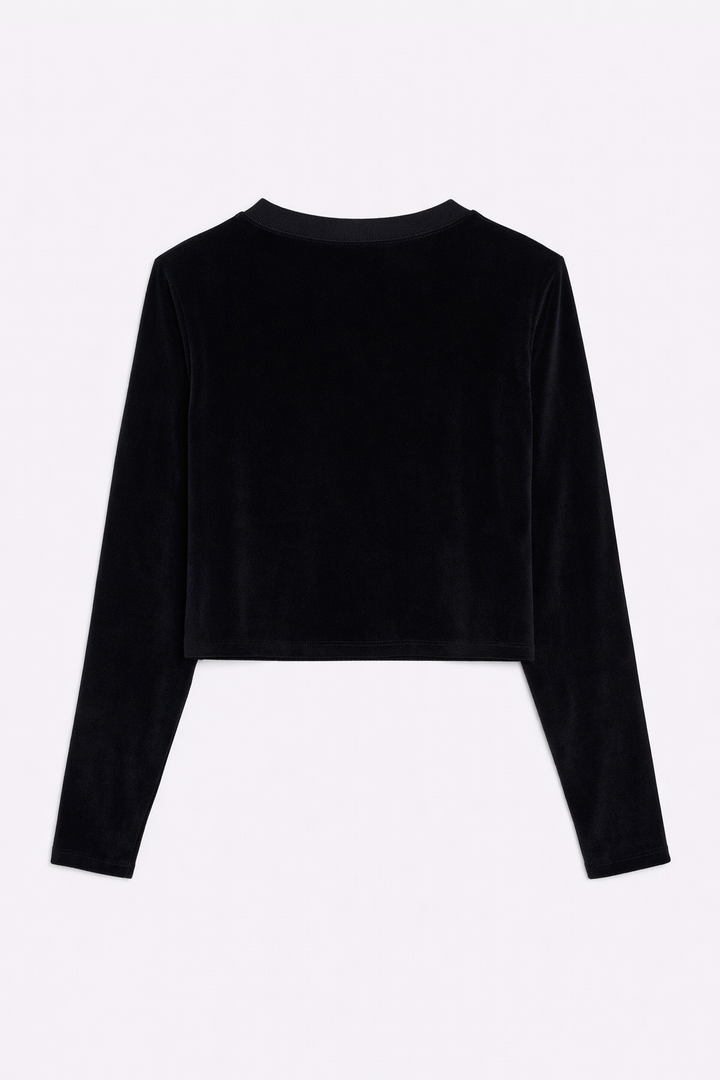 Jayne Velour Crewneck Black