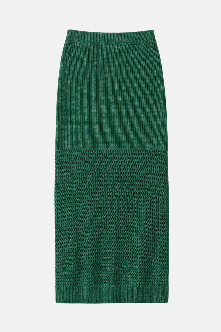 The Loophole Skirt in Silk Blend Yarn Martini Olive / Chesapeake Bay