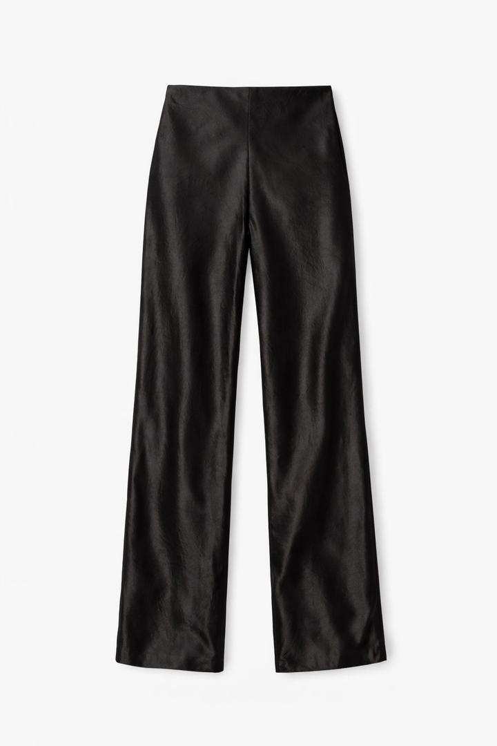 Bristol Mid Rise Crinkle Acetate Pant Black