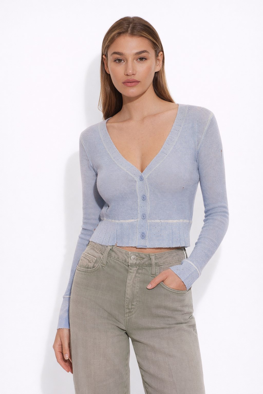 Mia Shrunken Cardigan Ocean Breeze
