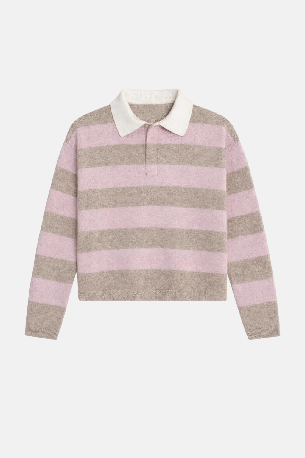 Bonnie Rugby Cropped Cashmere Sweater Sand/Rose