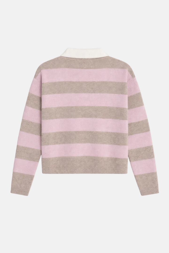 Bonnie Rugby Cropped Cashmere Sweater Sand/Rose