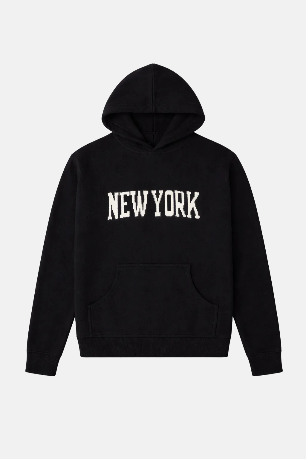 New York Cashmere Intarsia Hoodie Black