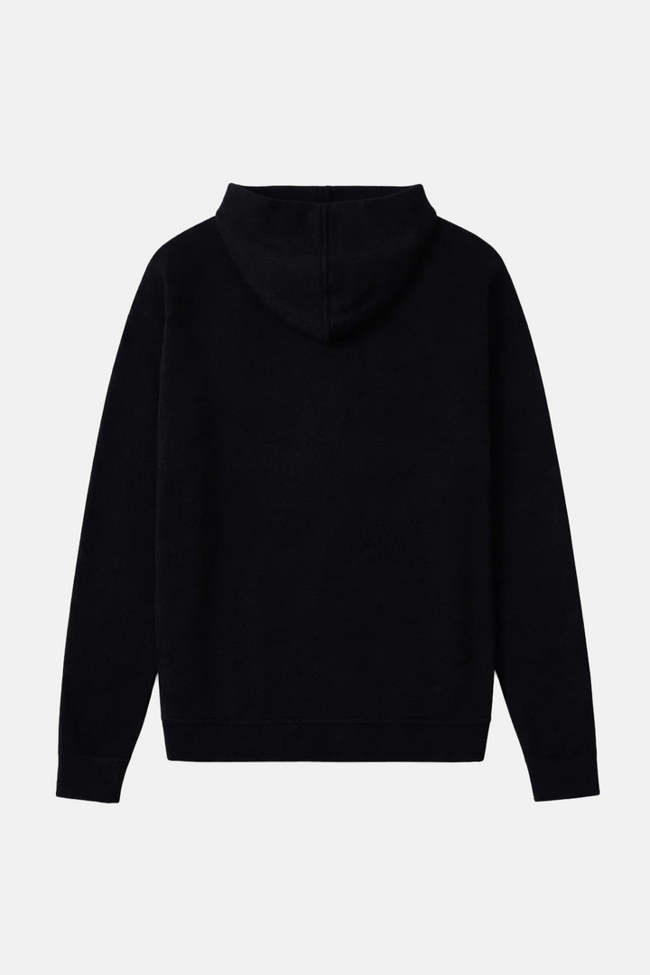 New York Cashmere Intarsia Hoodie Black