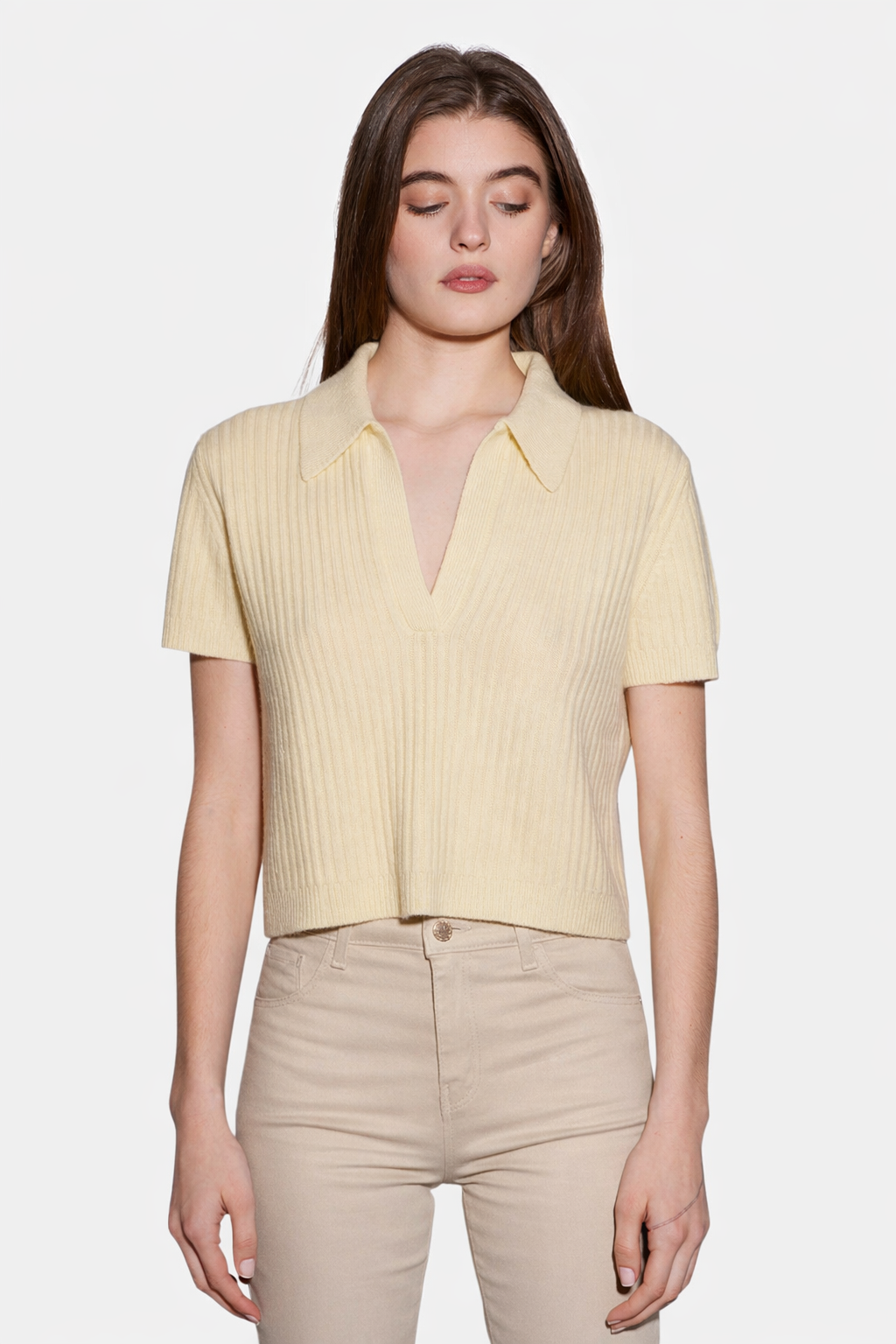 Farrah Short Sleeve Polo Pale Yellow