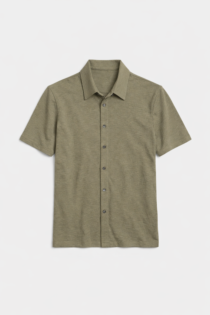 Short Sleeve Slub Buttondown Olive