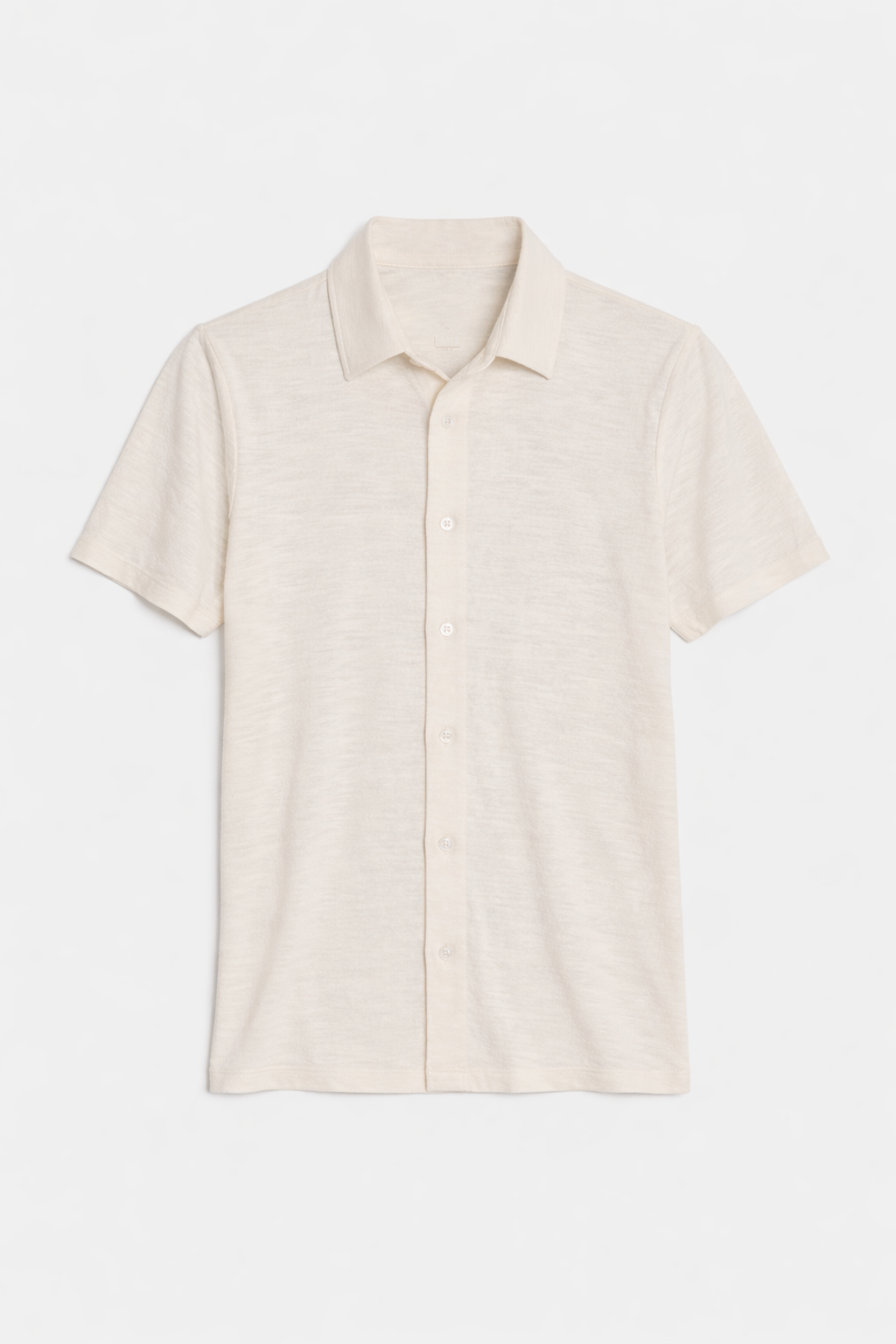 Short Sleeve Slub Buttondown Cream