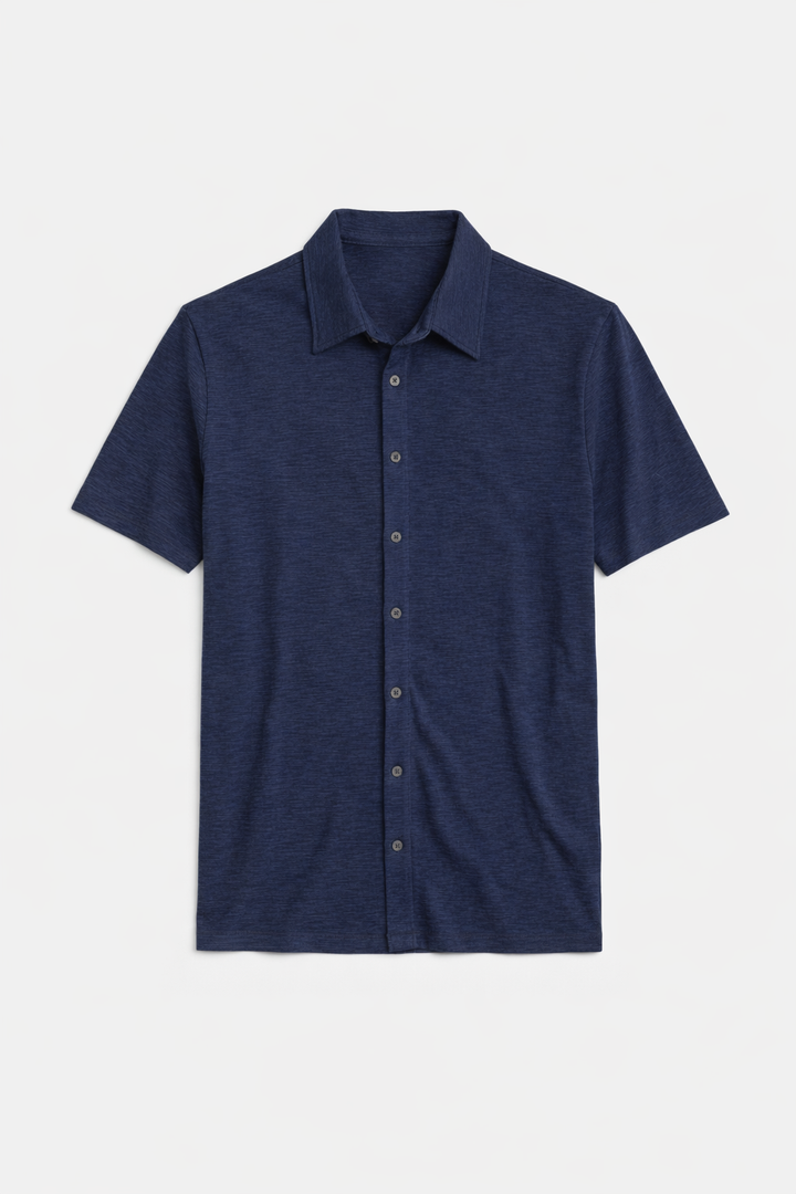 Short Sleeve Slub Buttondown Navy