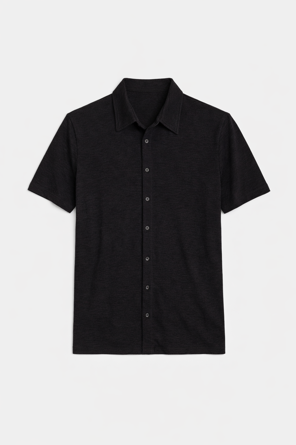 Short Sleeve Slub Buttondown Black