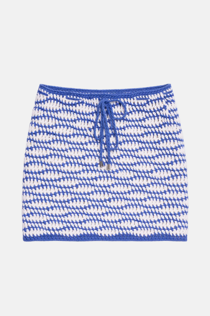 Anabel Crochet Skirt Ivory/Blue