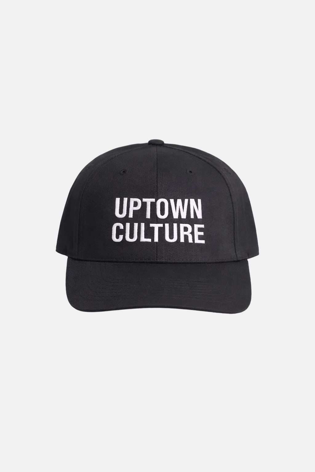 Black cap with 'Uptown Culture' text on a white background