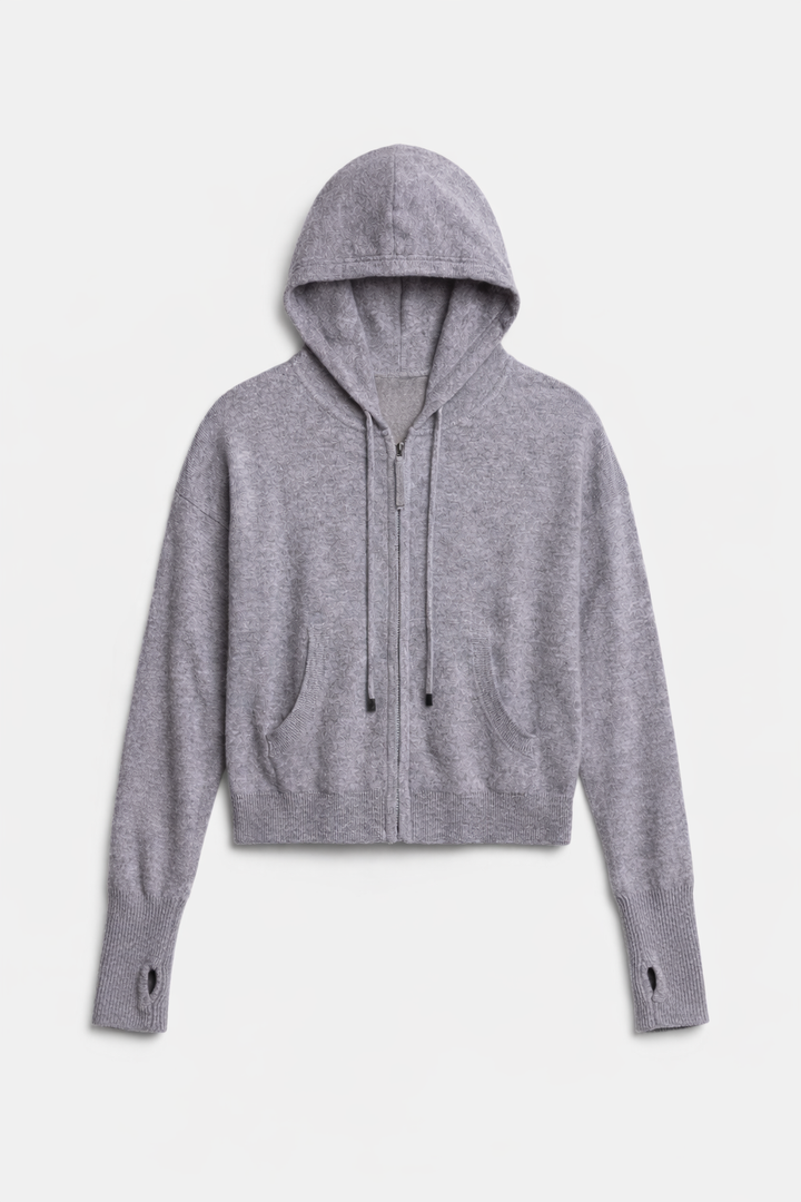 Amy Cashmere Zip Hoodie Grey