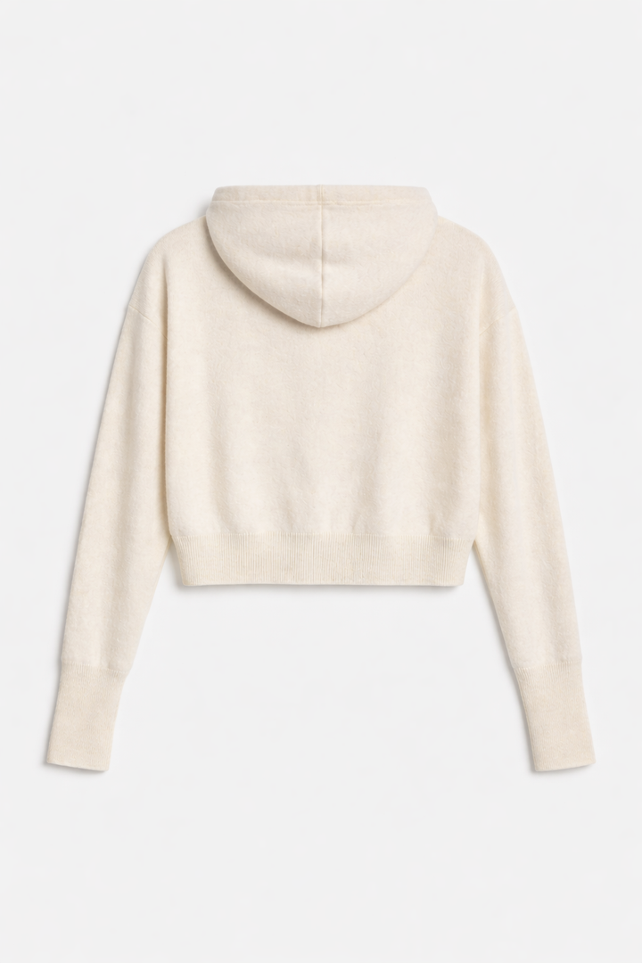 Amy Cashmere Zip Hoodie Ivory