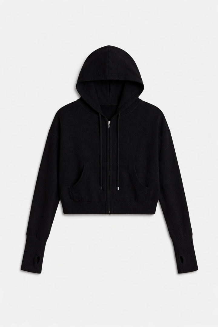 Amy Cashmere Zip Hoodie Black