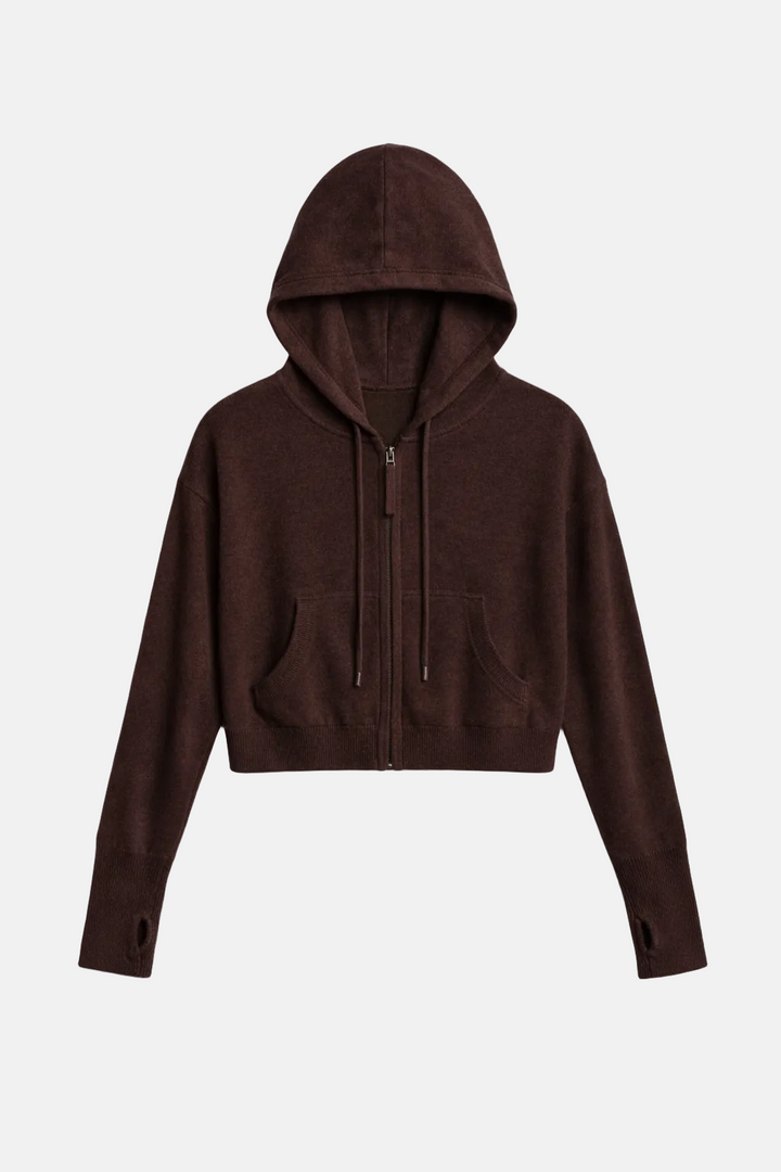 Amy Cashmere Zip Hoodie Brown