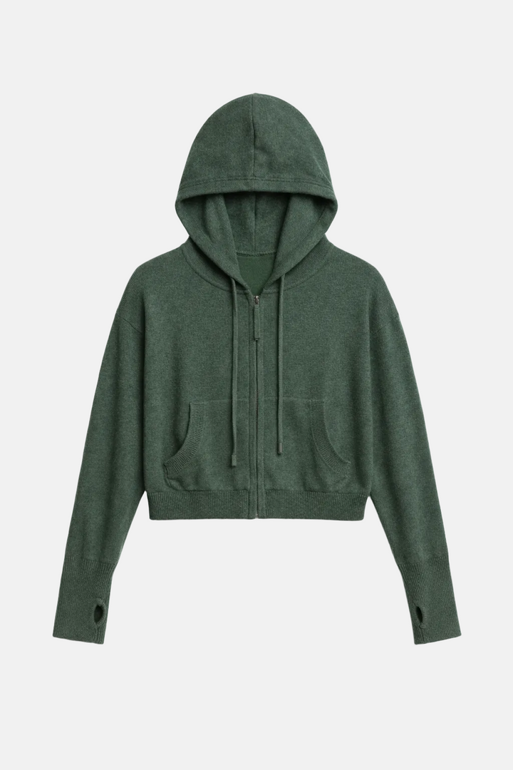 Amy Cashmere Zip Hoodie Olive