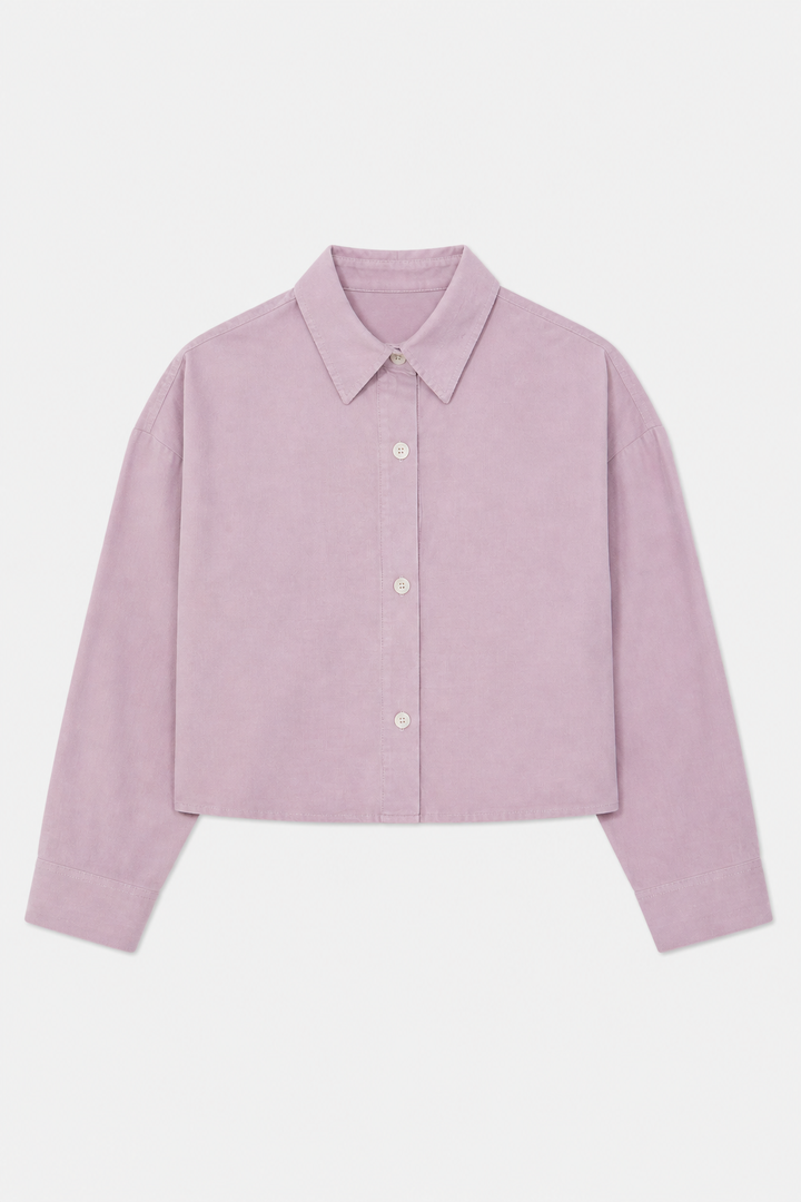Foxy Micro Cord Crop Shirt Blush