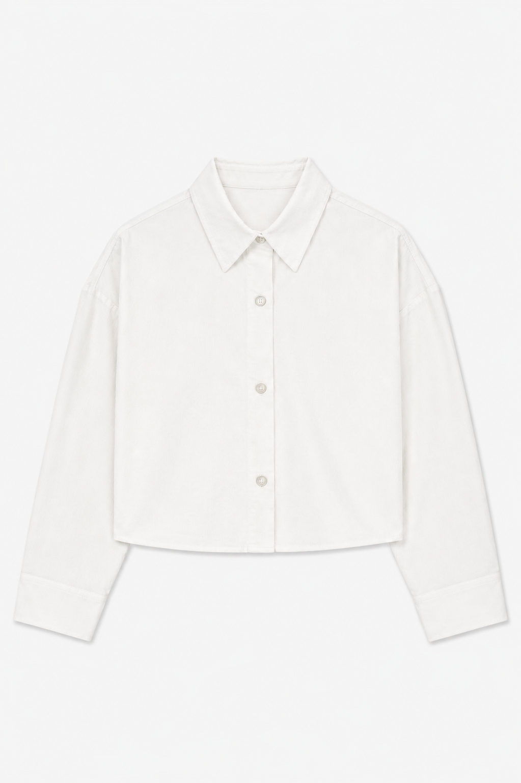 Foxy Micro Cord Crop Shirt White