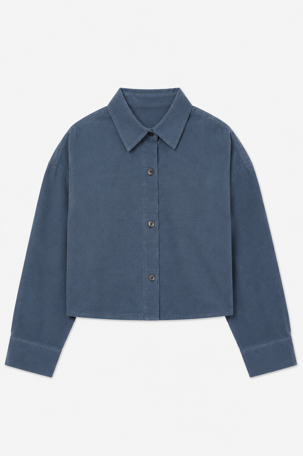 Foxy Micro Cord Crop Shirt Teal