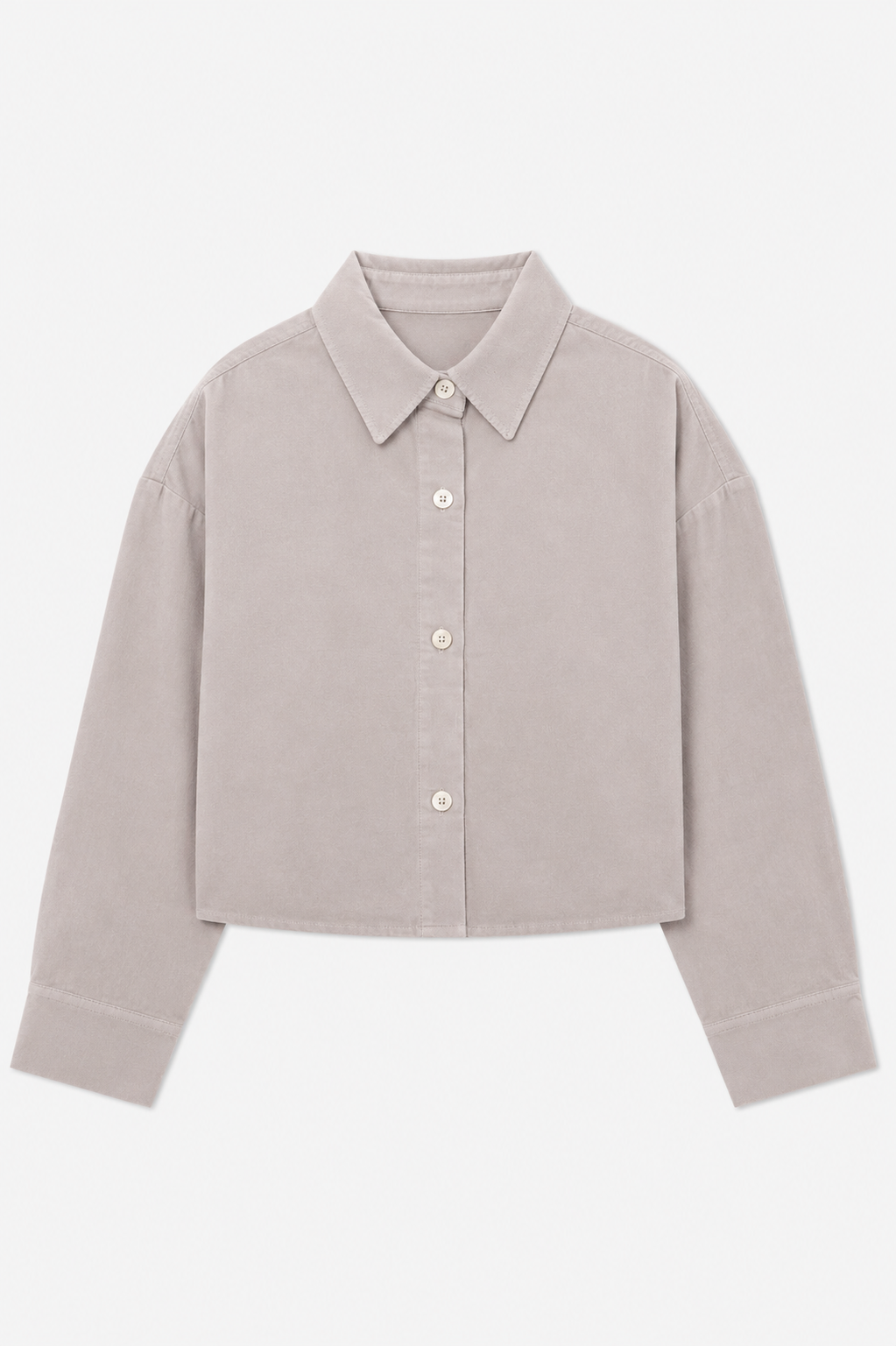 Foxy Micro Cord Crop Shirt Beige