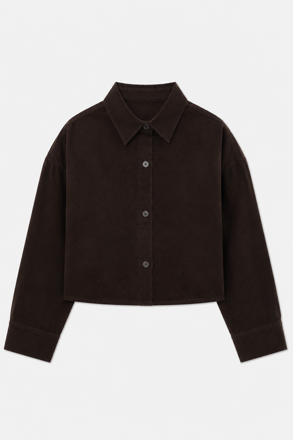 Foxy Micro Cord Crop Shirt Brown