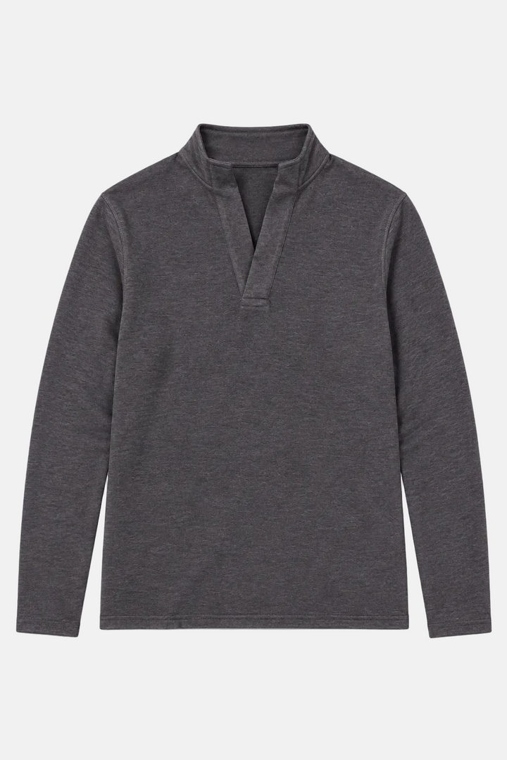 Mason Pop Collar Pullover Dark Grey Heather