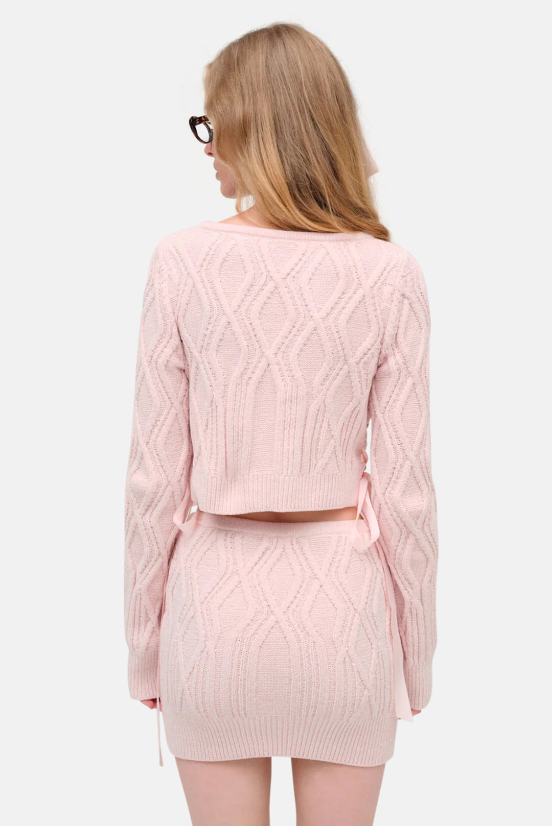 For Love & Lemons Chenille Cable Knit Mini Skirt Pink blueandcream For Love & Lemons Chenille Cable Knit Mini Skirt Pink blueandcream