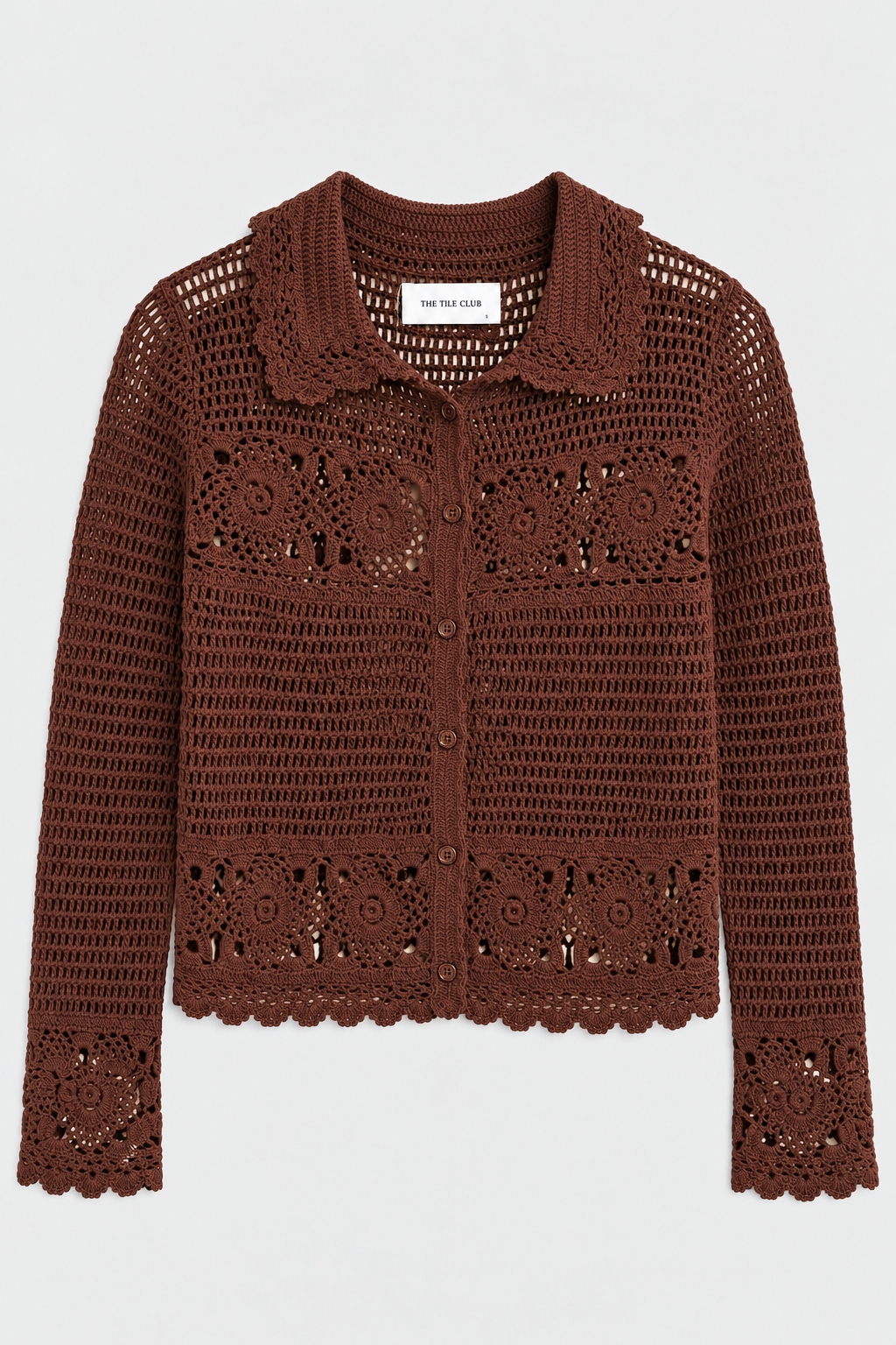 Felicity Crochet Cardigan Brown