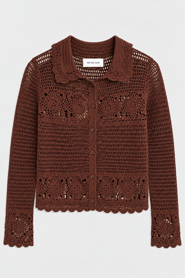 Felicity Crochet Cardigan Brown