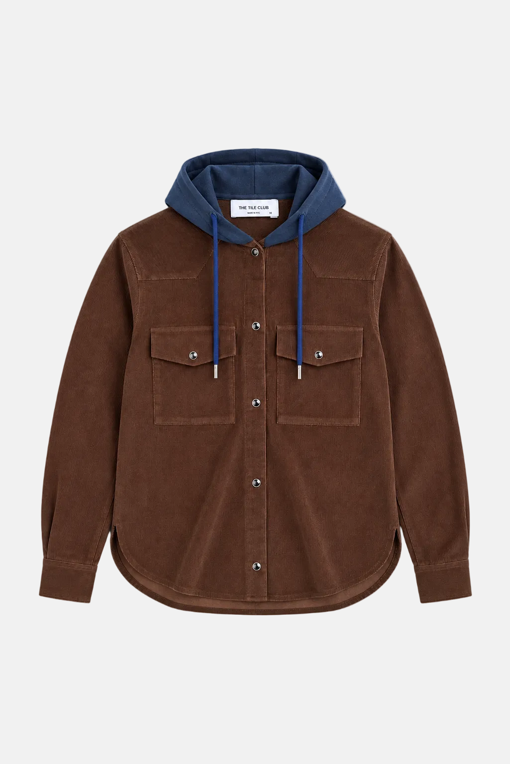 Brenda Corduroy Shirt Dark Brown w/Navy Hood