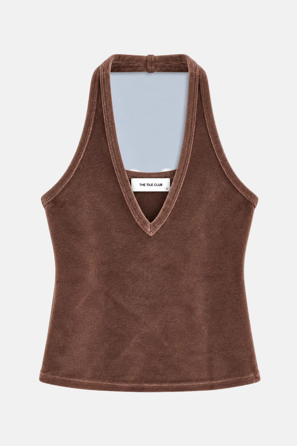 Halle Velour Halter Top Brown