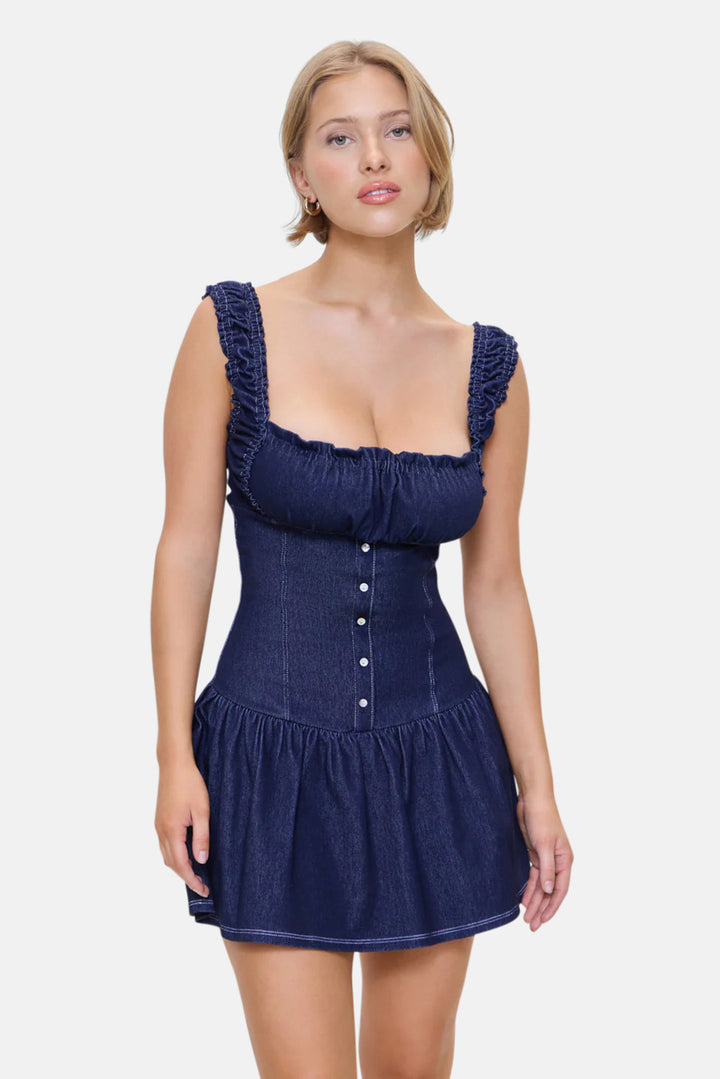 Christa Denim Mini Dress Blue Denim