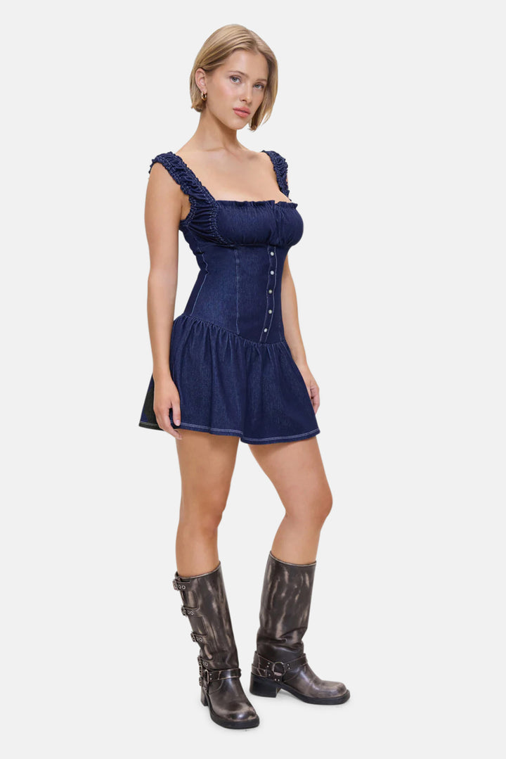 Christa Denim Mini Dress Blue Denim