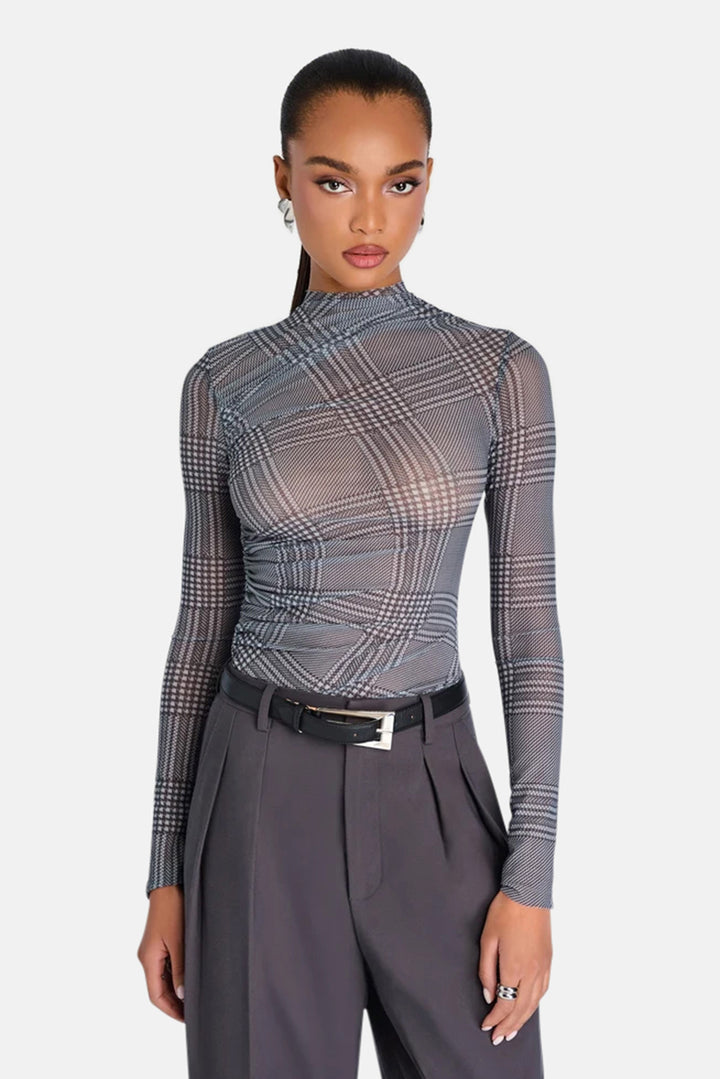 Christina Mesh Top in Glen Check