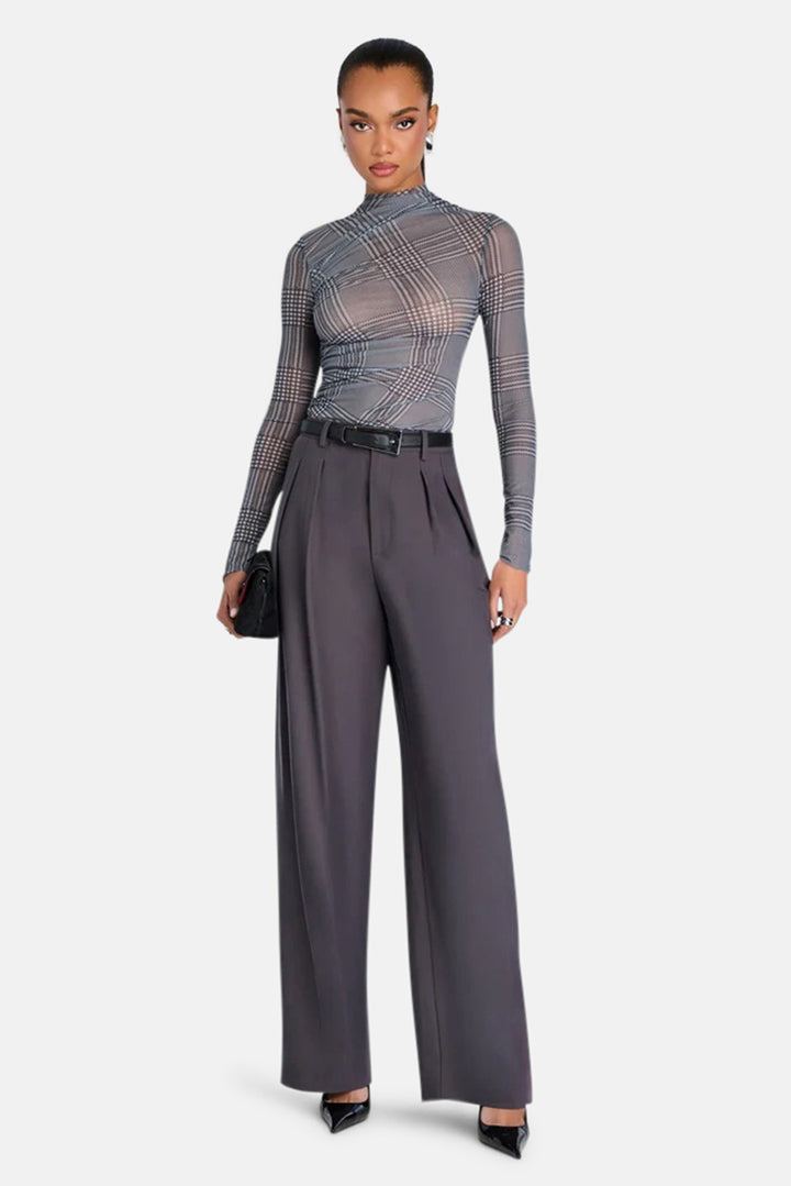 Christina Mesh Top in Glen Check