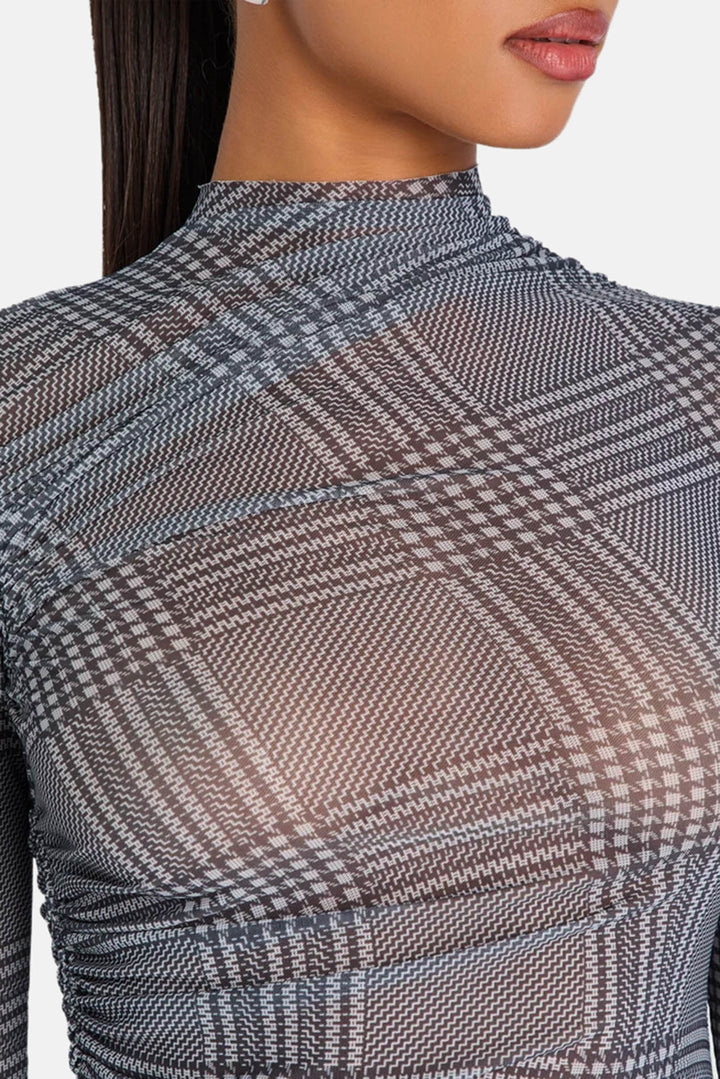 Christina Mesh Top in Glen Check