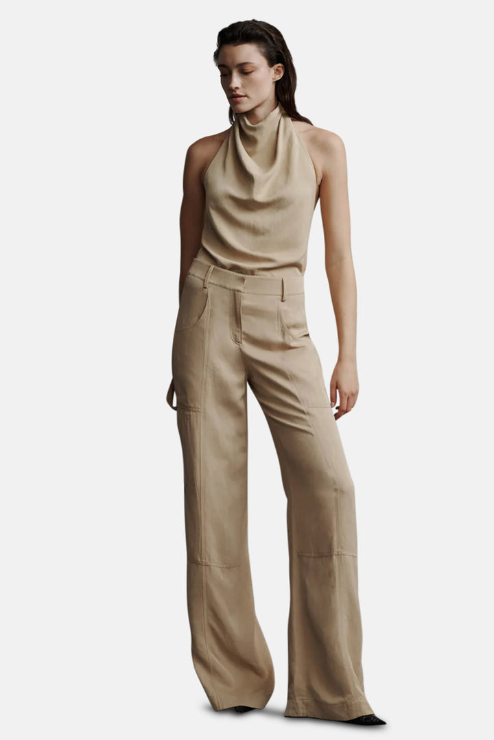 Chrystie Street Pant in Viscose/Linen Travertine