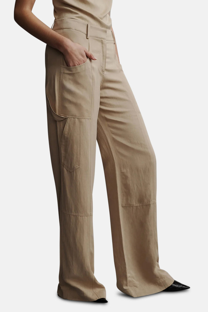 Chrystie Street Pant in Viscose/Linen Travertine