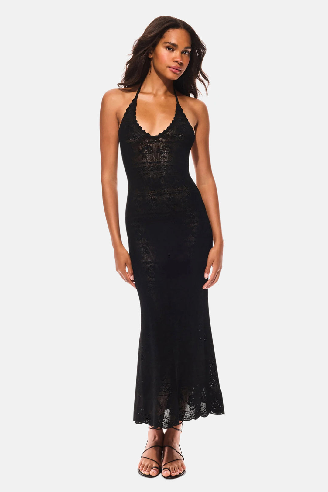 Cillian Pointelle Knit Maxi Dress Black