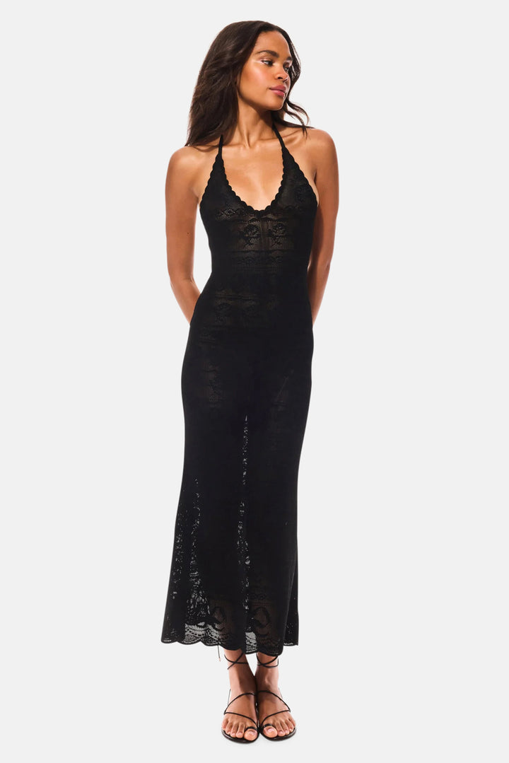 Cillian Pointelle Knit Maxi Dress Black