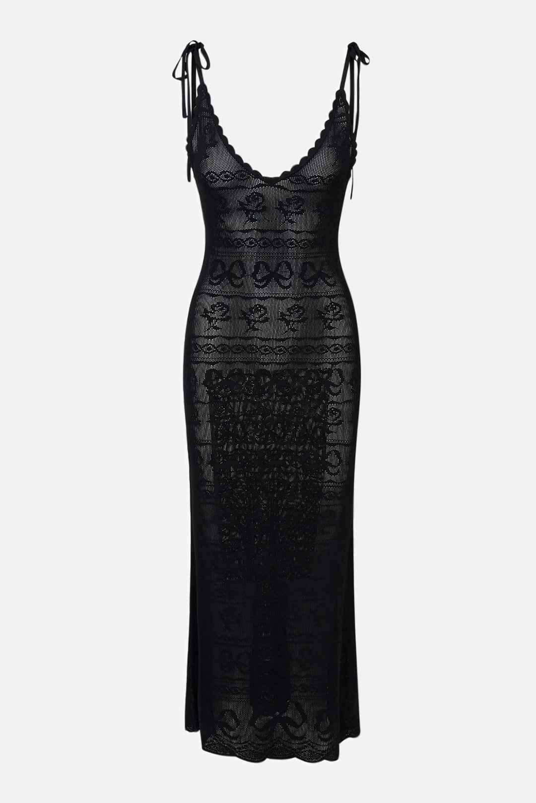 Cillian Pointelle Knit Maxi Dress Black