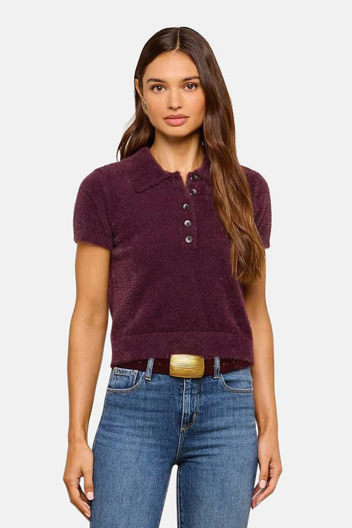 Cirrus Cropped Polo Dark Plum