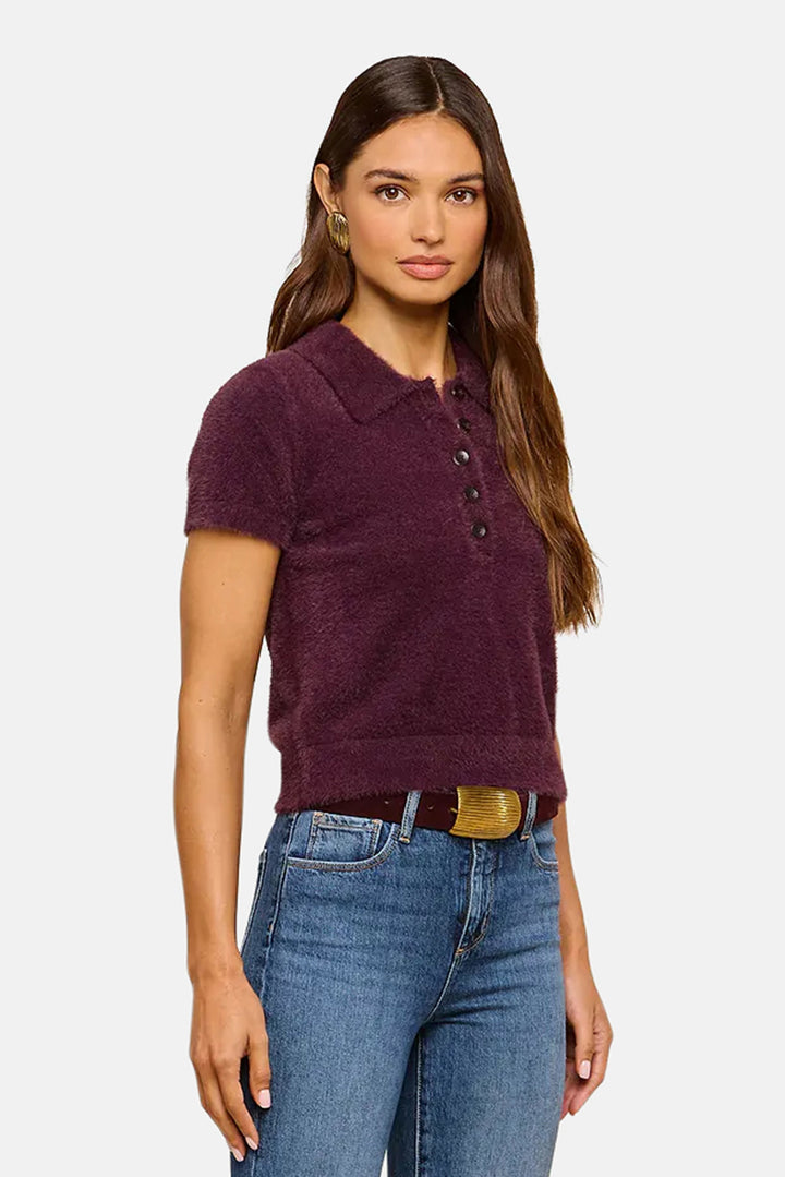 Cirrus Cropped Polo Dark Plum
