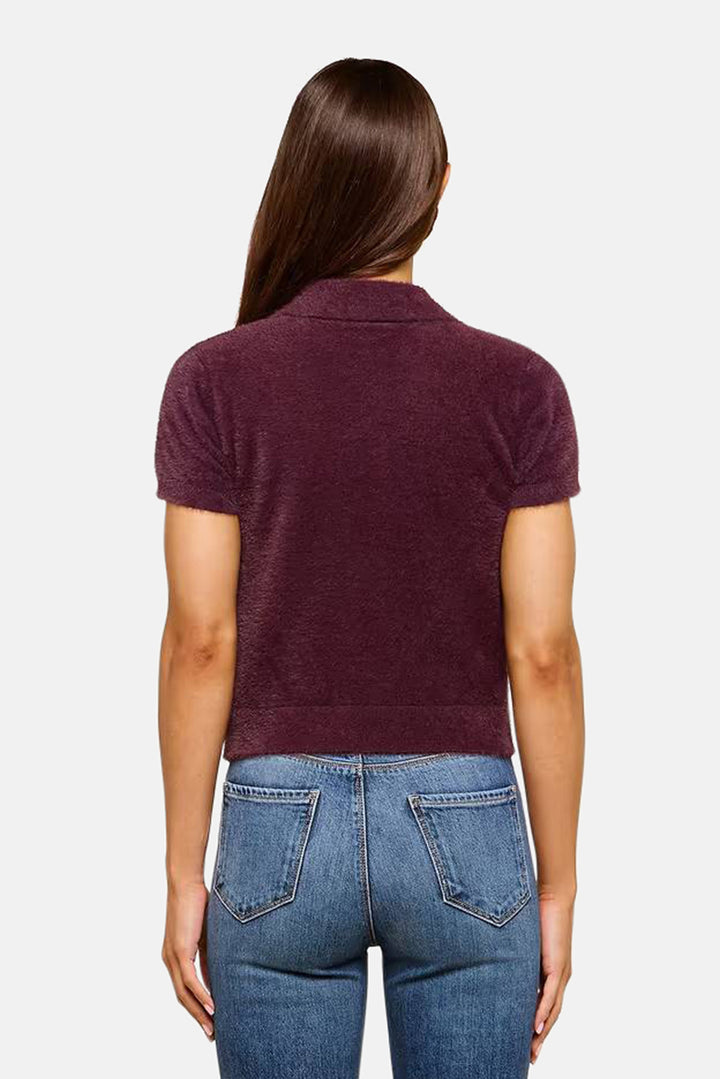 Cirrus Cropped Polo Dark Plum