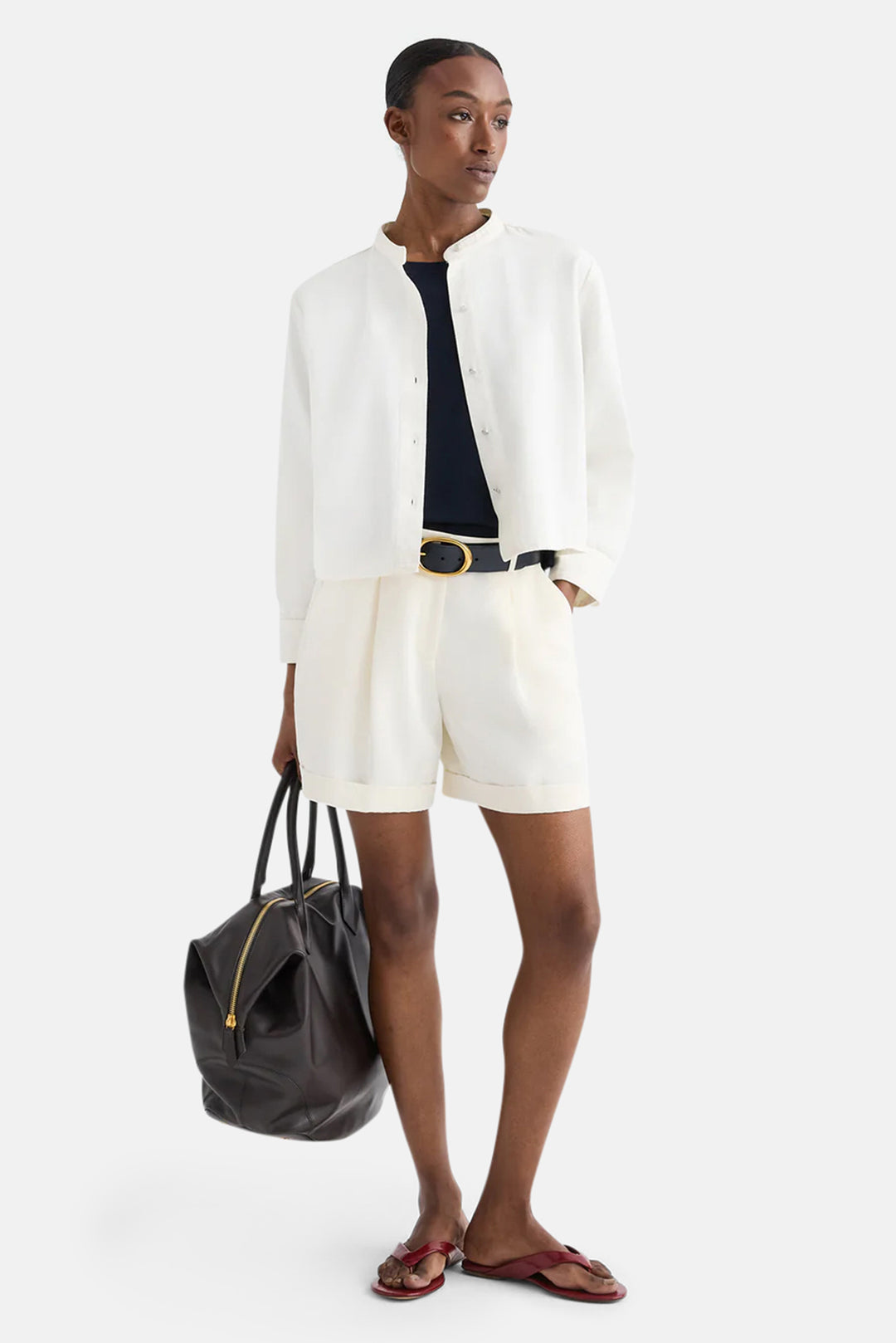 Cisco Short in Coated Viscose Linen Bone