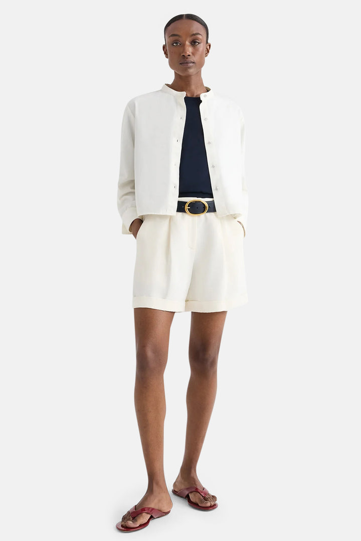 Cisco Short in Coated Viscose Linen Bone