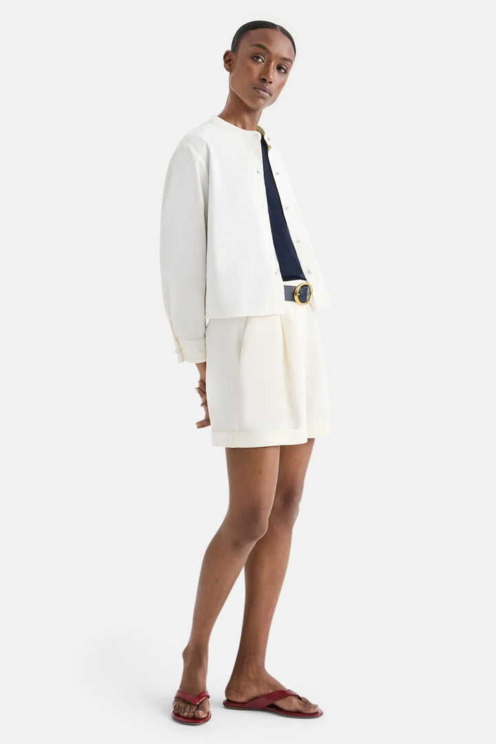 Cisco Short in Coated Viscose Linen Bone